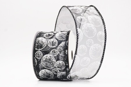 Black Glitter Ornament Orb Wired Ribbon_KW0457GC-53-53